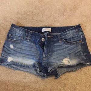 Express distressed jean shorts